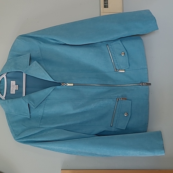 NWOT Conrad C Faux Seude Caribbean Blue Jacket - Picture 1 of 16